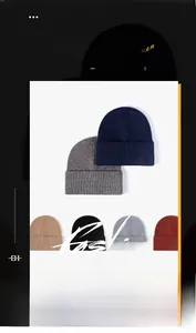 Detailed view of ribbed texture and multiple color options for winter knit beanies