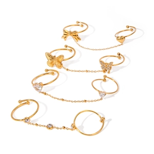 Lot de quatre boucles d'oreilles en acier inoxydable 18k avec cœurs et papillons