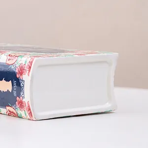Jane Austen book-shaped white ceramic flower vase with pink floral pattern for home decor