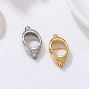 Polished gold and silver curved double-loop connectors for DIY jewelry making