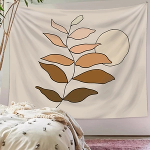 Tapisserie murale bohème minimaliste avec soleil abstrait et plante pour chambre à coucher