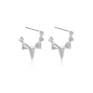 925 sterling silver geometric spike earrings with pavé white cubic zirconia crystals