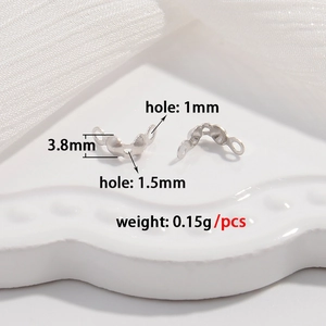 S925 sterling silver clam shell bead tips knot cover for DIY jewelry making 3.8mm