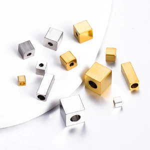 Square Cube Spacer Beads Stainless Steel Geometric Perforated For DIY Jewelry Making Bracelet Necklace Accessories