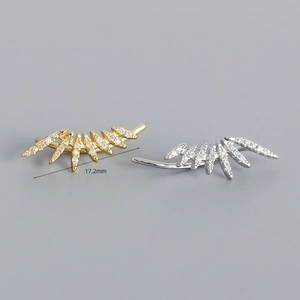 Sparkling s925 silver ear climbers with zircon stones in gold and silver finishes