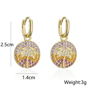 Orecchini in rame placcati oro 18K con ciondoli a palma in zirconia colorata