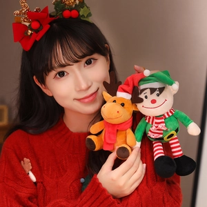 Simpatico set di peluche natalizi con renna ed elfo, regalo perfetto per bambini