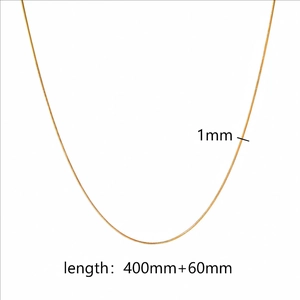 Detail view of 1mm gold-plated stainless steel chain necklace with 40+6cm length specs