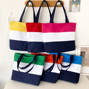 Patchwork Canvas Tote Bag Large Capacity Casual Shoulder Handbag For Women Student Shopping Travel