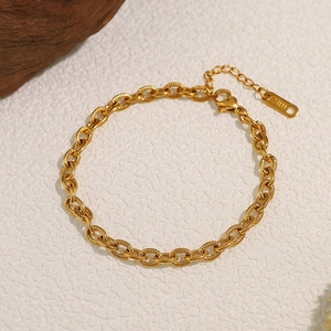 18K gold plated stainless steel cross chain bracelet with adjustable lobster clasp closure