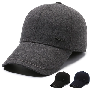 Men Winter Baseball Cap Wool Blend Thick Thermal Hat With Ear Protection Earflaps Windproof Outdoor Adjustable