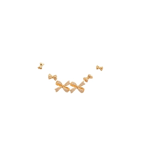 6-piece 18k gold plated bow stud earrings set with sparkling cubic zirconia stones