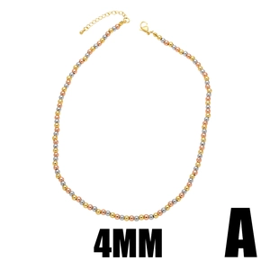 Retro beaded necklace featuring 4mm gold, silver, and rose gold tri-color metallic beads
