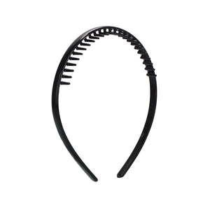 Classic black plastic headband with inner teeth design on a clean white background
