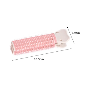 Bigodino rosa con clip beige per volume capelli, misura 10,5 cm per 2,9 cm