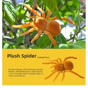 Close-up of realistic orange tarantula robot made of ABS with soft flocked texture detail