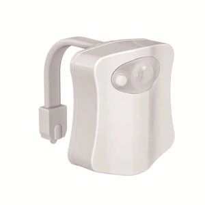 Motion activated 16-color LED toilet night light with flexible hook and motion sensor