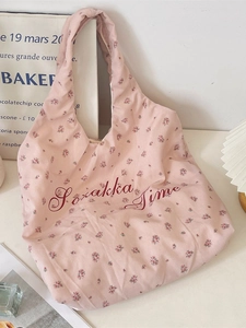 Französische Canvas-Tasche mit Blumenmuster, Sorakka Time Print und viel Platz
