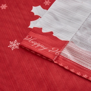 American style Christmas curtain with red and white snowflake festive prints
