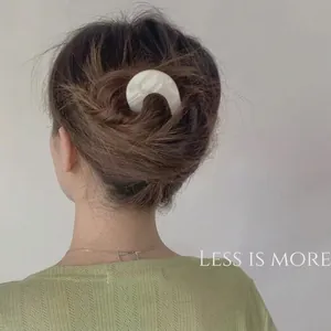 Acetate U Shaped Hair Stick Tortoiseshell Pattern Marble Texture French Vintage Elegant Bun Hair Styling Accessory For Women
