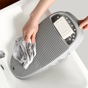 Non-Slip Plastic Washboard With Soap Holder Drainage Grids Manual Laundry Scrub Board For Household Clothes Washing