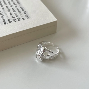 925 Sterling Silver Ring Irregular Liquid Metal Flow Style Adjustable Open Finger Jewelry Minimalist Gift For Women