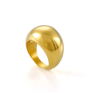 Chunky Dome Ring Stainless Steel Polished Mirror Surface Minimalist Geometric Band For Men Women