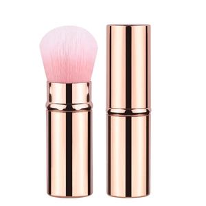Portable Retractable Makeup Brush Synthetic Fiber Aluminum Tube With Cap Travel Size Blush Powder Foundation Tool For Women