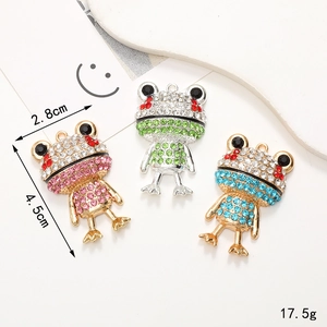 Cartoon Rhinestone Frog Charms Alloy Animal DIY Jewelry Findings Pendant For Phone Case Shoes Decoration Crafting Supplies