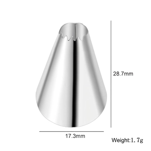 Stainless steel star piping tip for cake decorating with dimensions 28.7mm height