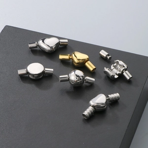 Fermoirs cœur et ronds en acier titane poli pour bijoux en cordon cuir DIY de 2,5 mm