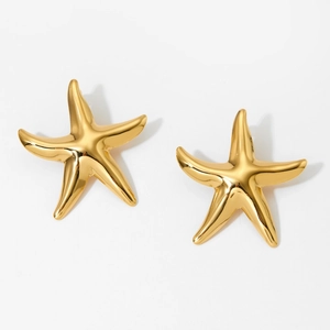 Starfish Stud Earrings Stainless Steel High Polished Nautical Summer Vacation Style Ocean Themed Jewelry For Women