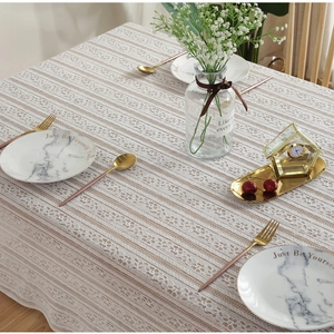White lace tablecloth with hollow stripes for European style wedding table decoration