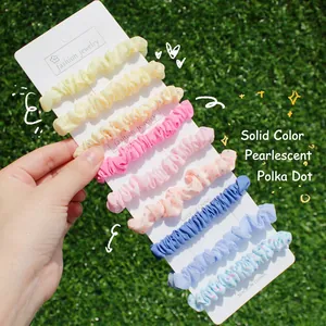 Lot de 9 chouchous élastiques en mousseline, perles et à pois aux couleurs variées