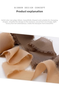 Close-up of premium frayed edge chiffon ribbons in elegant earth tones for gift wrapping