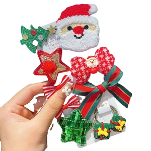 Schattige kerst haarclipset met kerstmanmotieven voor meisjes en baby's haaraccessoires