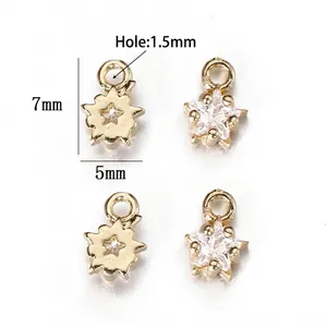 Pendentif étoile doré 14k avec zircone, 7x5mm pour la création de bijoux DIY