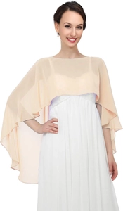 Close-up of the sheer apricot chiffon shawl showing light texture and elegant drape