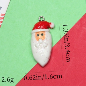 Macro detail of resin Santa pendant with glitter finish and precise size measurements