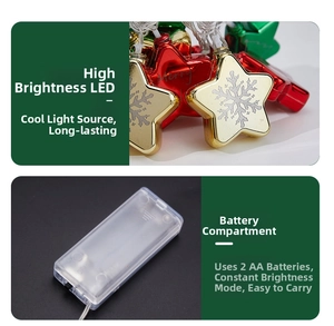 Detail of star-shaped LED beads and battery box for Christmas lights
