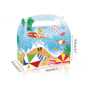 Detailed view of the Summer beach theme gift box featuring Hello Summer text and 16x9.5cm size