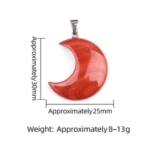 Natural red jasper crescent moon pendant 30mm gemstone necklace charm for DIY jewelry making