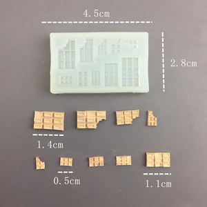 Detailed size specifications for mini chocolate silicone mold with various resin shapes