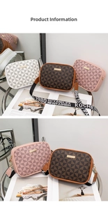 Detail of trendy small square bags featuring geometric patterns and adjustable wide straps