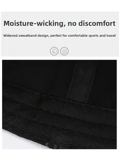Macro shot of the widened moisture-wicking sweatband inside the black denim baseball cap