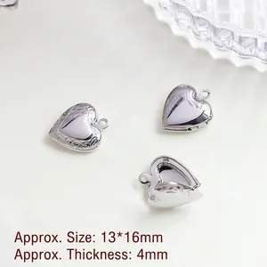 Detailed view of silver heart-shaped locket pendants with 13x16mm size dimensions
