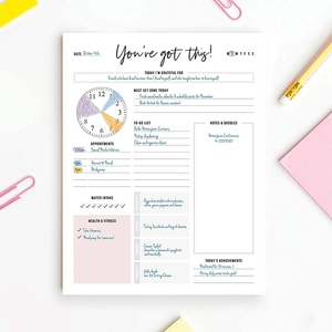 Daily Planner Memo Pad Paper Tear Off Schedule To Do List Time Management Meal Water Tracking Notebook