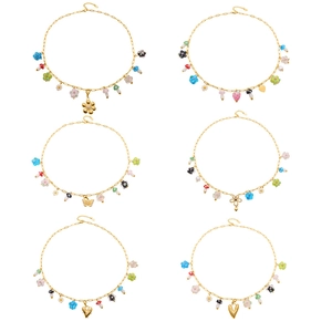Colorful resin butterfly and heart pendant necklaces with gold chains for women