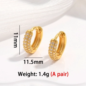 Élégantes créoles fleurs en argent 925 doré de 11mm avec des pierres de zircone brillantes