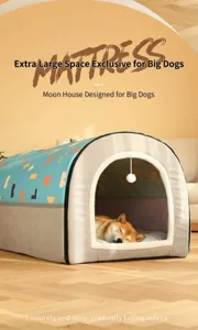 Macro detail of extra large cozy pet bed with fleece lining and moon roof design